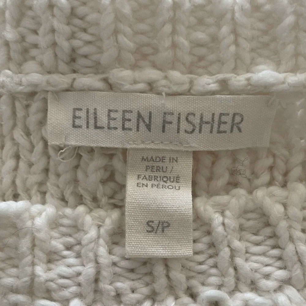 Eileen Fisher Textured Knit Organic Cotton Long Sleeve Sweater Cream Size - Picture 6 of 8